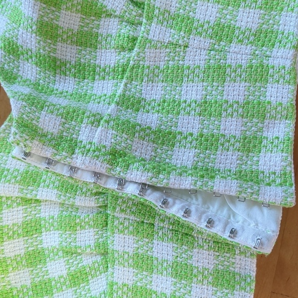 Zara Corset Style  Crop Gingham Tweed Green and White Top Size Medium - Picture 7 of 11